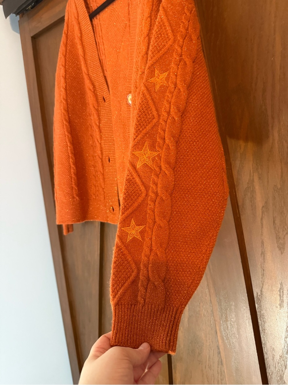 Taylor Swift The Life of a Showgirl Orange Cardigan Glittery Sweater Size XS/S - Picture 5 of 9